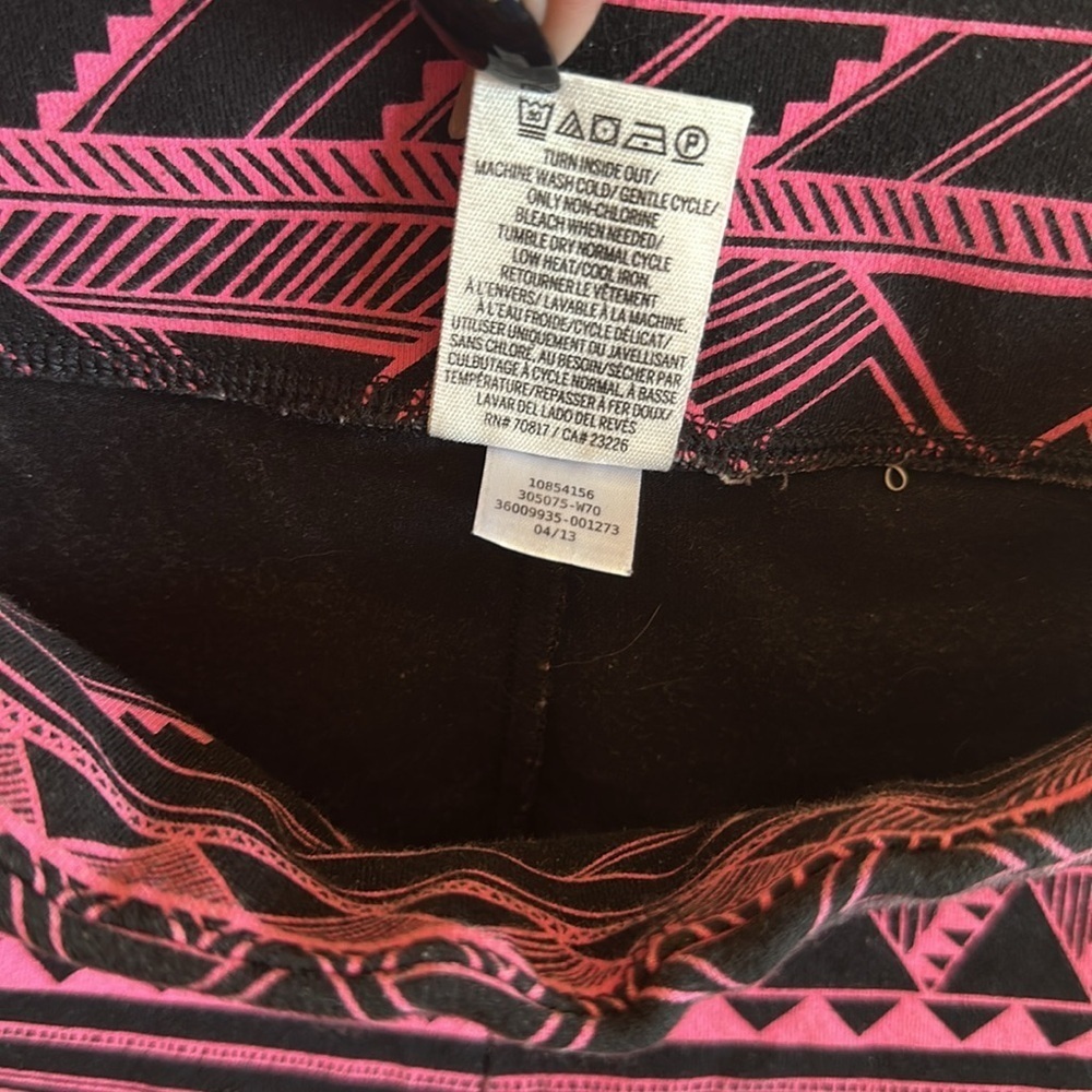 Pink Victorias Secret Leggings Size Large Geometric Print Black/Pink High Rise - Picture 8 of 13
